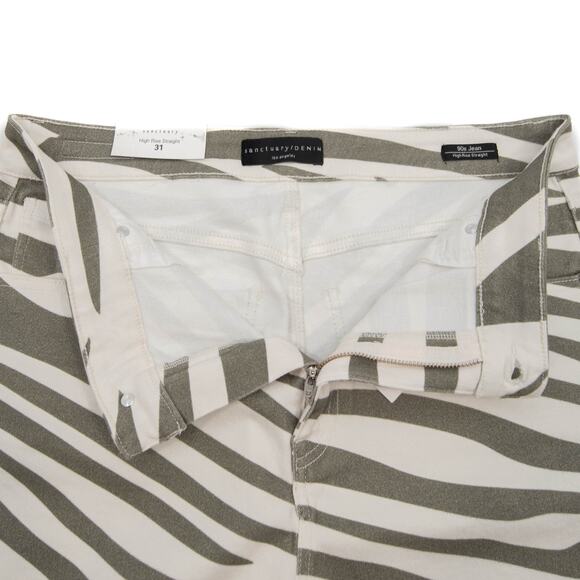 Sanctuary Animal Print Zebra High Rise Straight 90's Jeans Size 31 - Picture 7 of 12